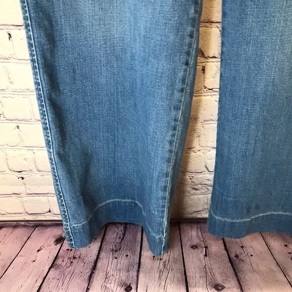 Talbots Classic Light Blue Wide Leg Denim Trouser Jeans High Rise Minimalist 8 - Picture 6 of 14